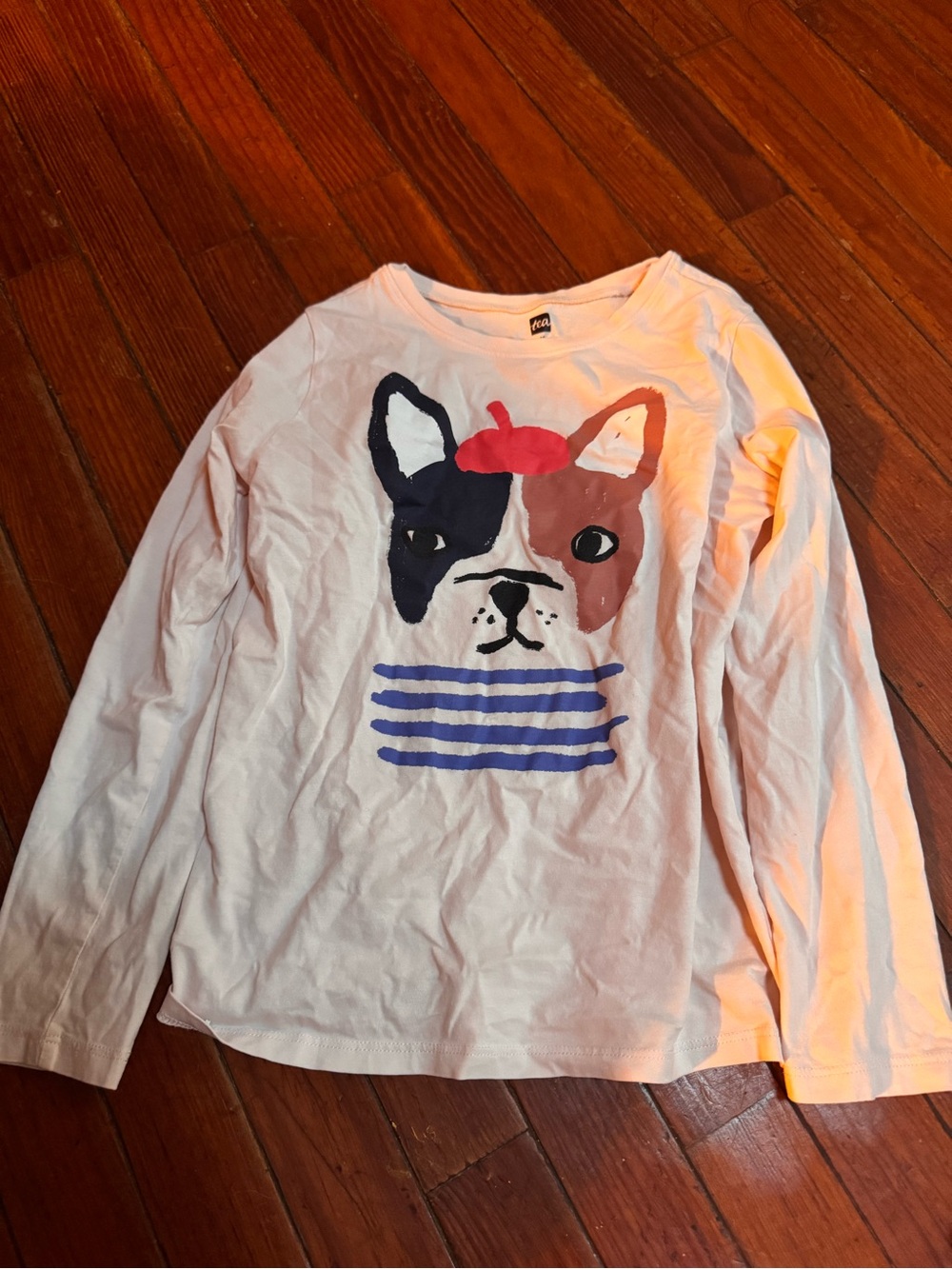 Tea Collection Long-Sleeve Tee with Dog Face Graphic size 10